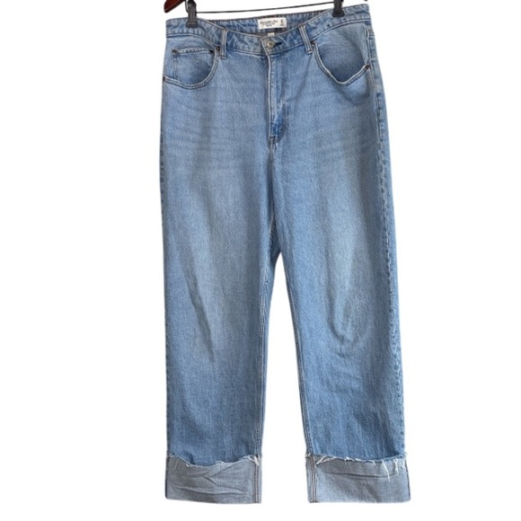 Abercrombie & Fitch Curve Love The 90s Relaxed Jean High Rise Light Wash 32 14R - Picture 11 of 11